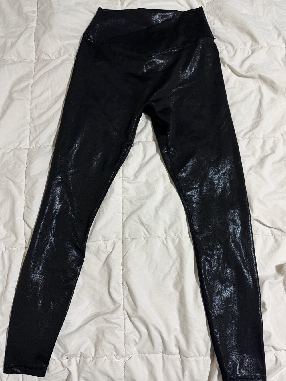 Curves N Combatboots Black Shiny Leggings